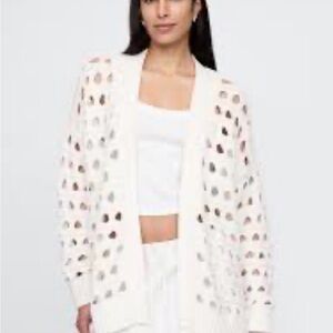 GAP 100% Cotton Oversized Cutout Pointelle Cardigan Large NWT